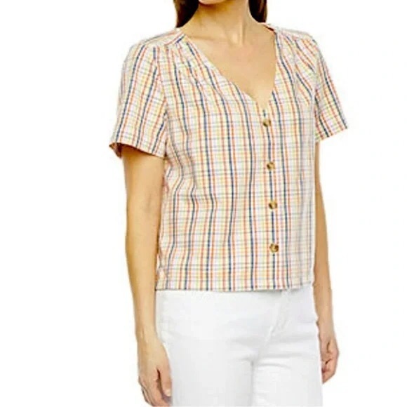 ana Gingham Button Down Blouse - Picture 1 of 4